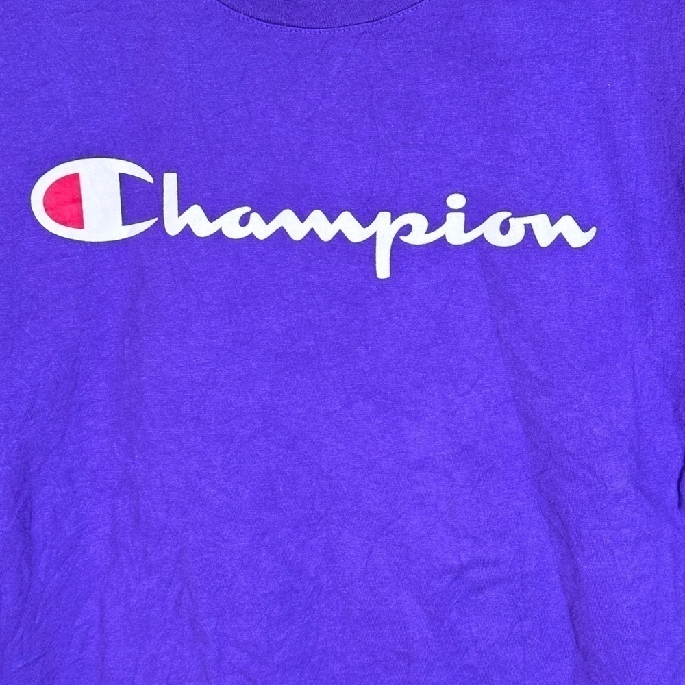 Men’s Vintage VTG Champion Logo Purple T-shirt Size Medium ACTIVEWEAR Sporty - Picture 3 of 6
